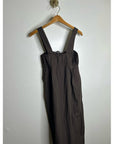 MATE the Label 100% Organic Cotton Poplin Pocket Tie Midi Dress in Java Brown