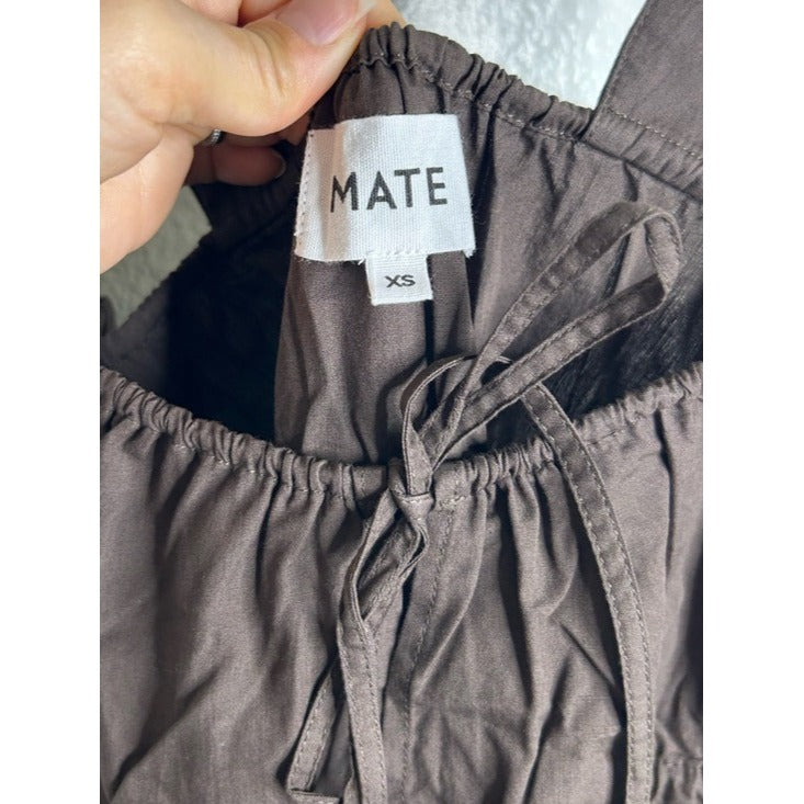 MATE the Label 100% Organic Cotton Poplin Pocket Tie Midi Dress in Java Brown