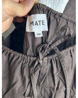 MATE the Label 100% Organic Cotton Poplin Pocket Tie Midi Dress in Java Brown