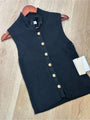 Nation LA Cotton Cashmere Ira Knit Sweater Vest Gold Button in Black