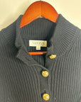Nation LA Cotton Cashmere Ira Knit Sweater Vest Gold Button in Black