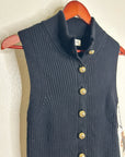 Nation LA Cotton Cashmere Ira Knit Sweater Vest Gold Button in Black