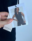 Nation LA Cotton Cashmere Ira Knit Sweater Vest Gold Button in Black
