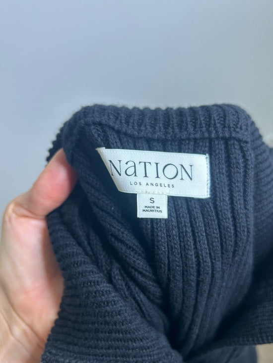 Nation LA Cotton Cashmere Ira Knit Sweater Vest Gold Button in Black