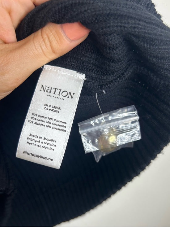 Nation LA Cotton Cashmere Ira Knit Sweater Vest Gold Button in Black