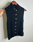 Nation LA Cotton Cashmere Ira Knit Sweater Vest Gold Button in Black