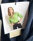Nation LA 100% Cotton Navy Blue Gold Button Down Collared Short Sleeve Top