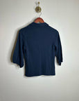 Nation LA 100% Cotton Navy Blue Gold Button Down Collared Short Sleeve Top