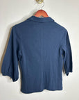 Nation LA 100% Cotton Navy Blue Gold Button Down Collared Short Sleeve Top