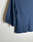 Nation LA 100% Cotton Navy Blue Gold Button Down Collared Short Sleeve Top