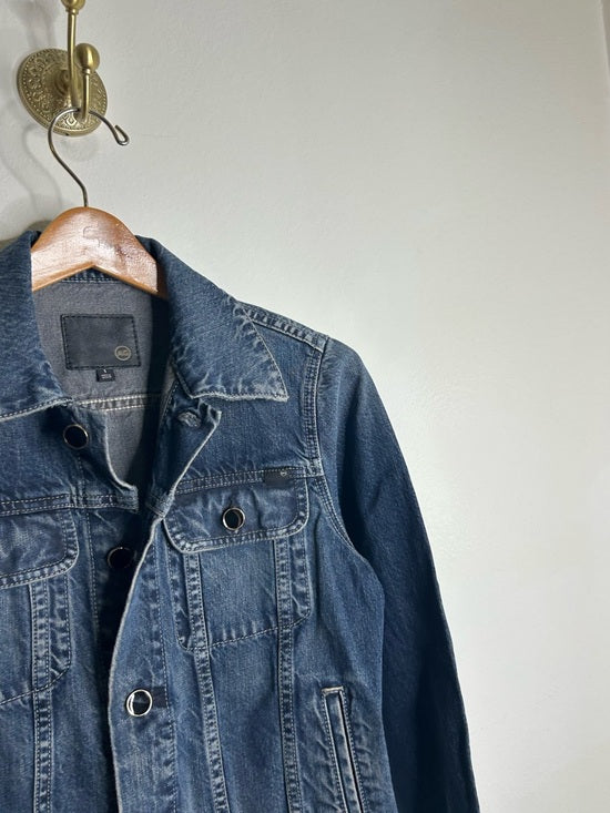 AG Denim 100% Cotton Jean Jacket Black Buttons Oversized