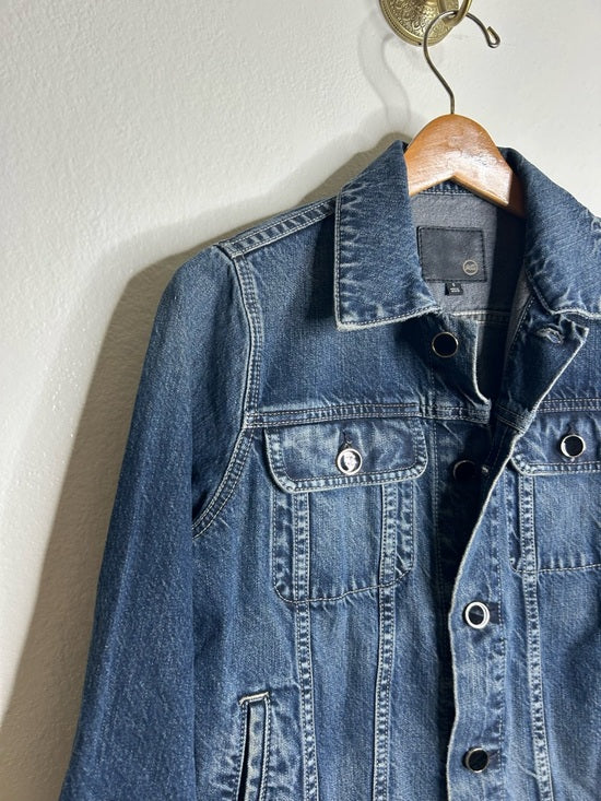 AG Denim 100% Cotton Jean Jacket Black Buttons Oversized