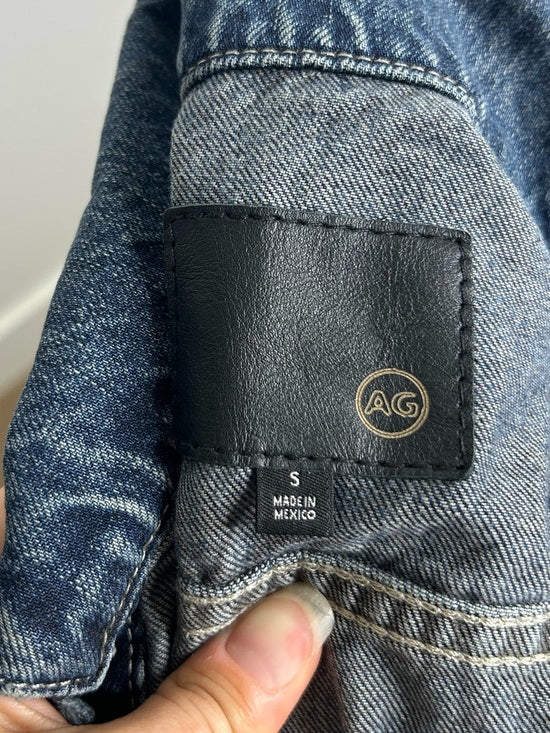 AG Denim 100% Cotton Jean Jacket Black Buttons Oversized