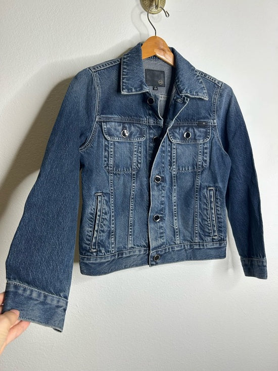 AG Denim 100% Cotton Jean Jacket Black Buttons Oversized