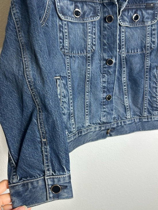 AG Denim 100% Cotton Jean Jacket Black Buttons Oversized