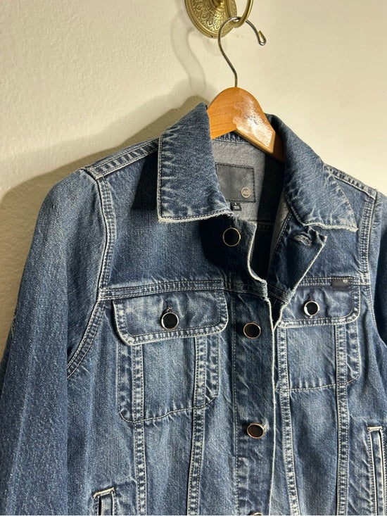 AG Denim 100% Cotton Jean Jacket Black Buttons Oversized