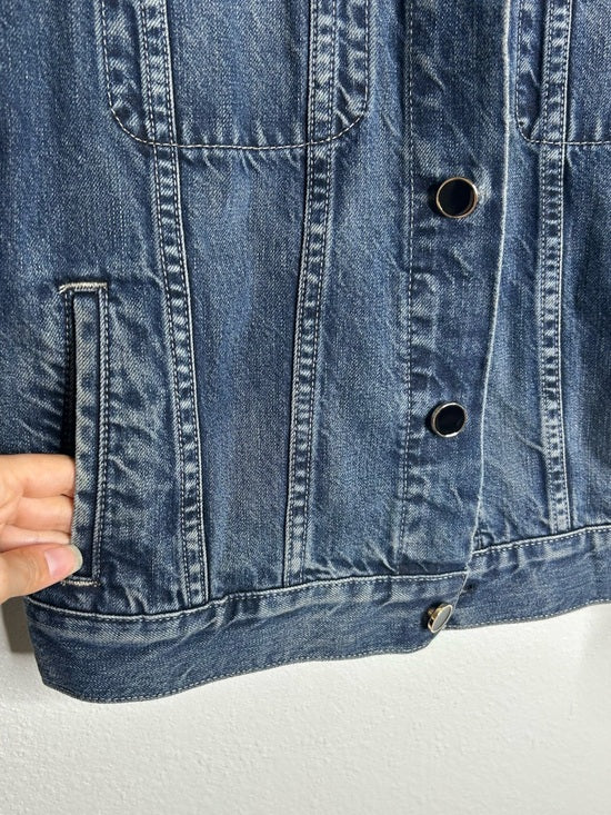 AG Denim 100% Cotton Jean Jacket Black Buttons Oversized