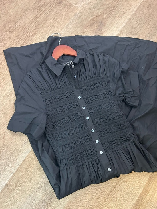 J. Crew 100% Regenerative Cotton Elsie Button Down Midi Shirt Dress in Black
