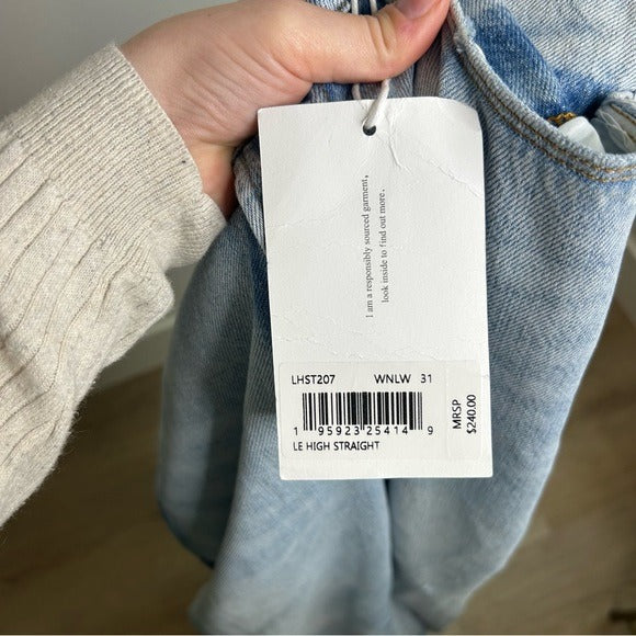 Frame Denim FRAME Denim 100% Cotton Le High Straight Jean in Winslow Light Wash - Cotton, Denim