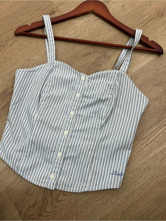 Levi&amp;#39;s Levi&amp;#39;s 100% Cotton Striped Button Down Corset Style Tank Top - Cotton