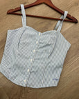 Levi's 100% Cotton Striped Button Down Corset Style Tank Top