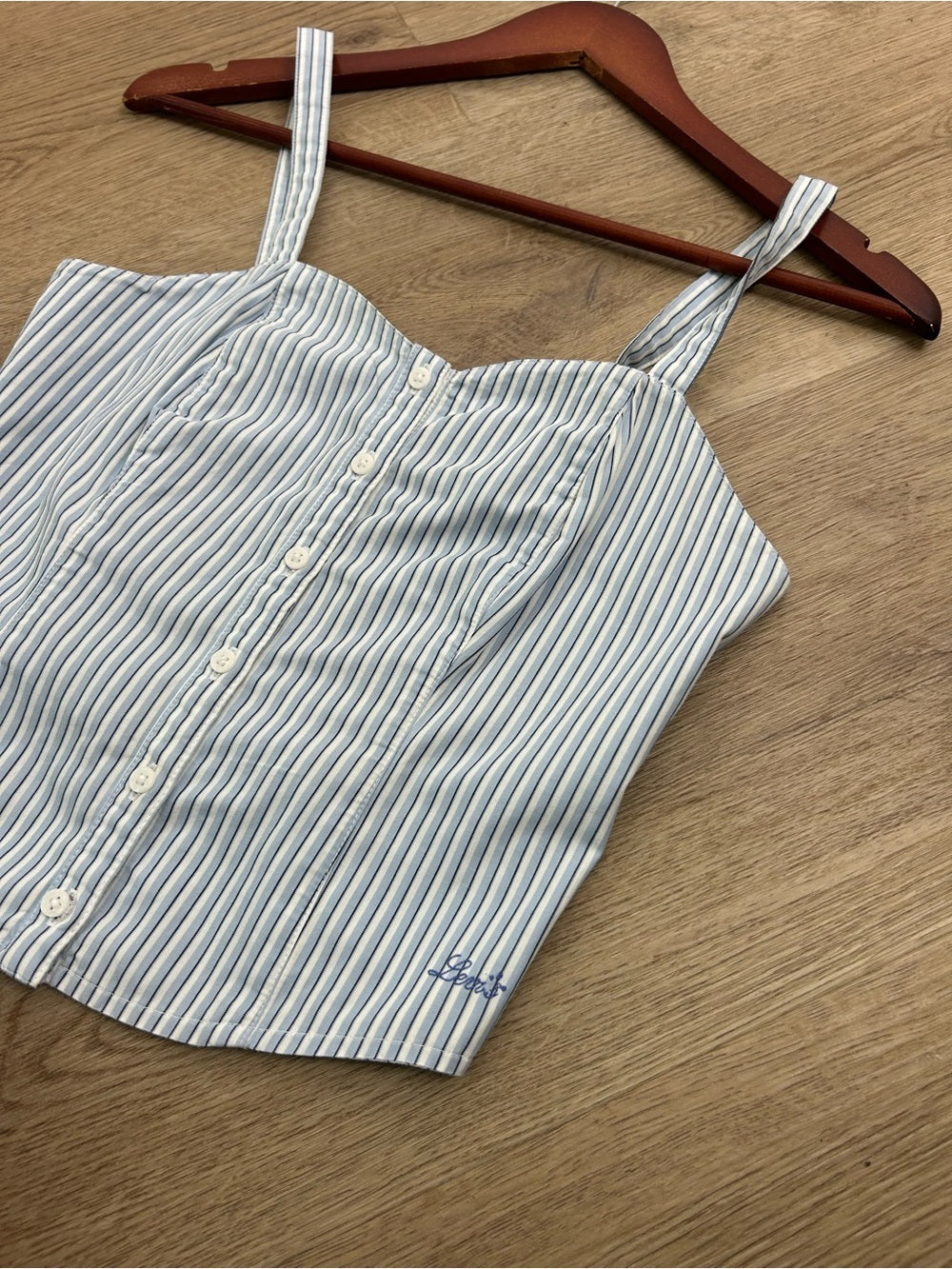 Levi&amp;#39;s Levi&amp;#39;s 100% Cotton Striped Button Down Corset Style Tank Top - Cotton