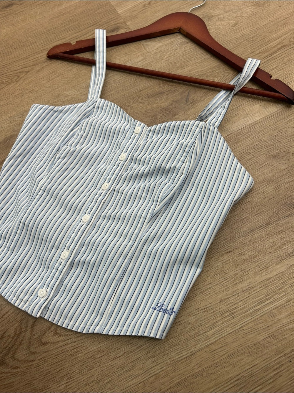 Levi&amp;#39;s Levi&amp;#39;s 100% Cotton Striped Button Down Corset Style Tank Top - Cotton
