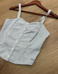 Levi's 100% Cotton Striped Button Down Corset Style Tank Top