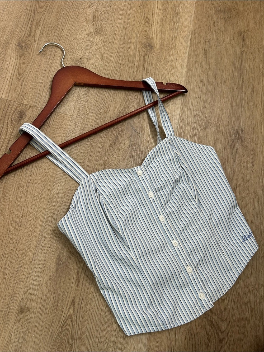 Levi&amp;#39;s Levi&amp;#39;s 100% Cotton Striped Button Down Corset Style Tank Top - Cotton