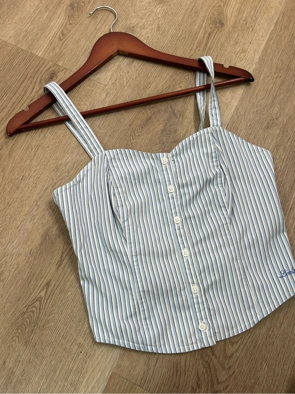 Levi&amp;#39;s Levi&amp;#39;s 100% Cotton Striped Button Down Corset Style Tank Top - Cotton