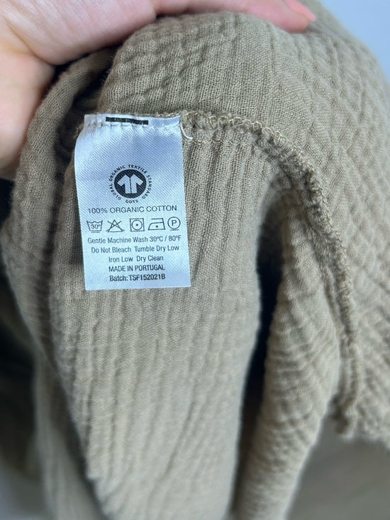 Simple Folk 100% Organic Cotton Gauze Tan Neutral Adjustable Tie Maxi Dress