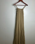 Simple Folk 100% Organic Cotton Gauze Tan Neutral Adjustable Tie Maxi Dress