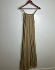 Simple Folk 100% Organic Cotton Gauze Tan Neutral Adjustable Tie Maxi Dress
