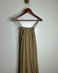 Simple Folk 100% Organic Cotton Gauze Tan Neutral Adjustable Tie Maxi Dress