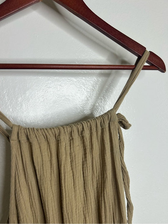 Simple Folk 100% Organic Cotton Gauze Tan Neutral Adjustable Tie Maxi Dress