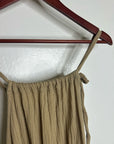 Simple Folk 100% Organic Cotton Gauze Tan Neutral Adjustable Tie Maxi Dress