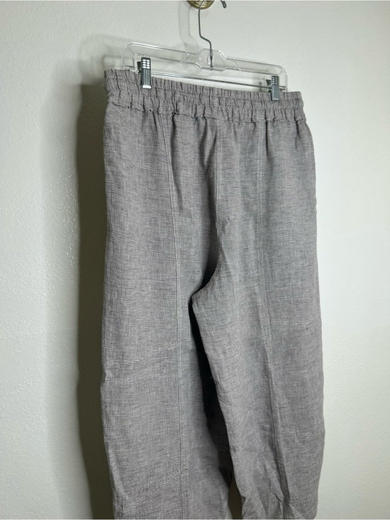 POETRY 100% Linen Neutral Textured Barrel Leg Pull On Drawstring Pant