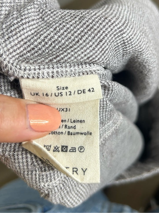 POETRY 100% Linen Neutral Textured Barrel Leg Pull On Drawstring Pant