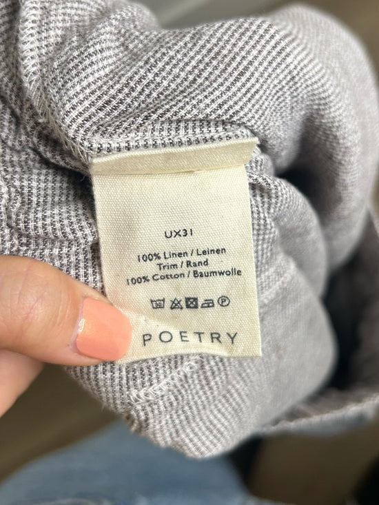 POETRY 100% Linen Neutral Textured Barrel Leg Pull On Drawstring Pant