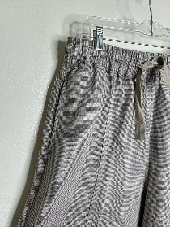 POETRY 100% Linen Neutral Textured Barrel Leg Pull On Drawstring Pant
