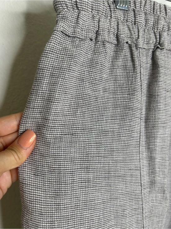 POETRY 100% Linen Neutral Textured Barrel Leg Pull On Drawstring Pant