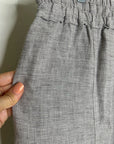 POETRY 100% Linen Neutral Textured Barrel Leg Pull On Drawstring Pant