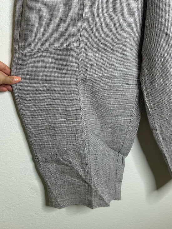 POETRY 100% Linen Neutral Textured Barrel Leg Pull On Drawstring Pant