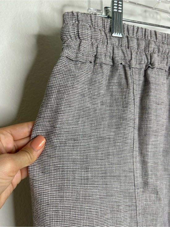 POETRY 100% Linen Neutral Textured Barrel Leg Pull On Drawstring Pant