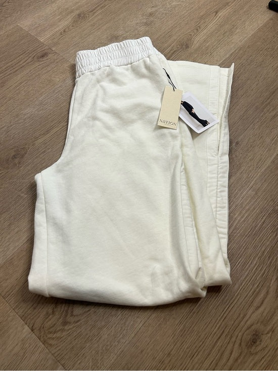 Nation LA 100% Cotton Abigail Split Hem Pull on Sweatpants in Porcelain
