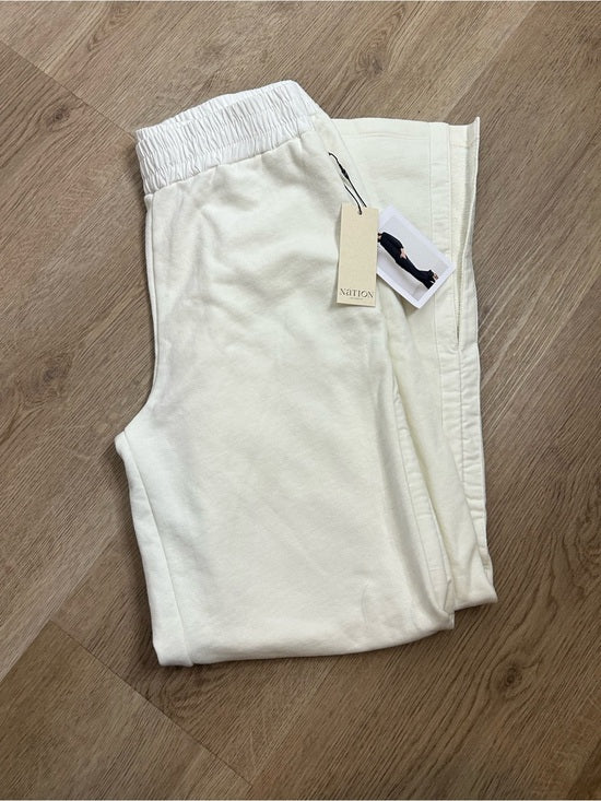 Nation LA 100% Cotton Abigail Split Hem Pull on Sweatpants in Porcelain