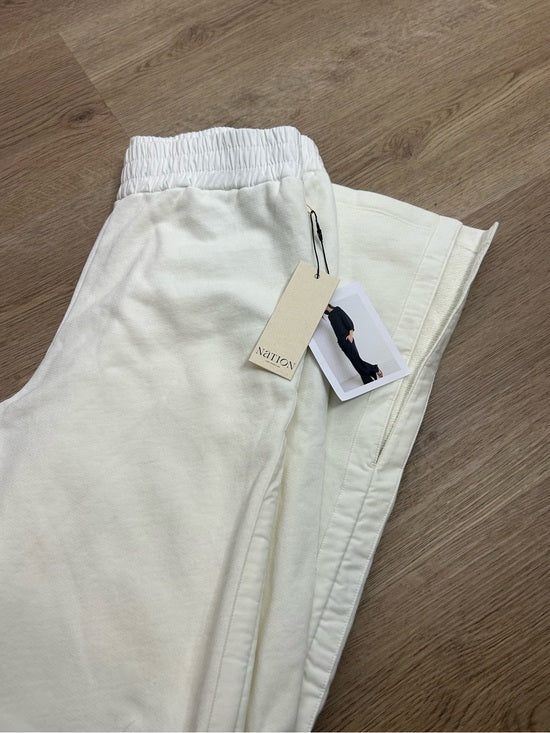 Nation LA 100% Cotton Abigail Split Hem Pull on Sweatpants in Porcelain
