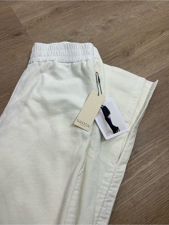 Nation LA 100% Cotton Abigail Split Hem Pull on Sweatpants in Porcelain