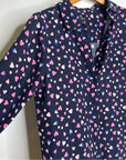 Rails 100% Silk Kate Heart Novelty Print Button Down Blouse