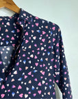 Rails 100% Silk Kate Heart Novelty Print Button Down Blouse